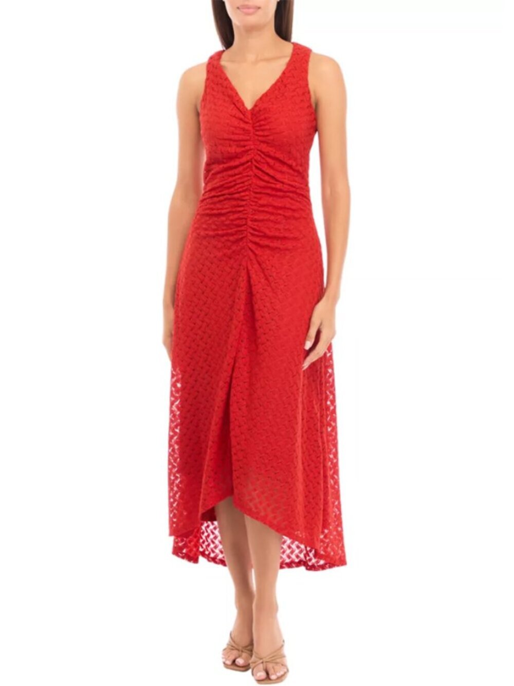 Melonie Red Knit Ruched Midi Dress NWT Size 6